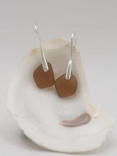 Sea glass dangle earrings - glass,