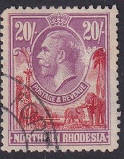 Northern Rhodesia. 1925. SG 17, 20/- carmine-red & rose-purple. Cat £400.