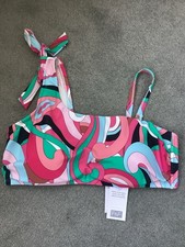 BNWT Ladies F&F Retro Print Bikini Top, UK Size 18, Tagged