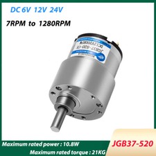 Micro Geared Motor DC 6/12/24V High Torque Reduction Reversible Motors JGB37-520
