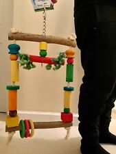 Activity Swing Parrot Natural Wooden Hanging Cotton African Grey Amazon Conure