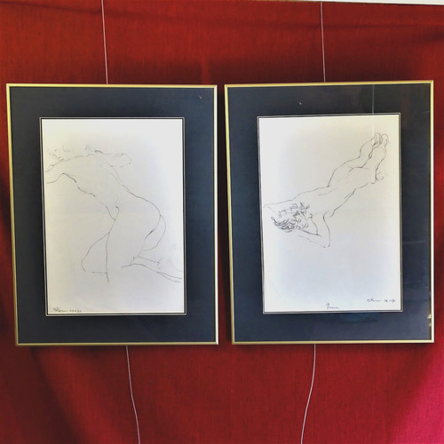 Pair female nude - , pencil