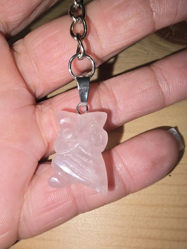 Rose quartz healing stone - stone, owl