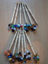 Set of 12 Mixed designs Vintage Lace Making Bobbins BONE spangles #21