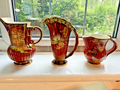Crown devon jugs red - crown,
