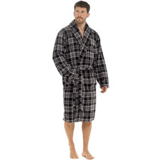 Mens Bathrobe Soft Warm Fleece