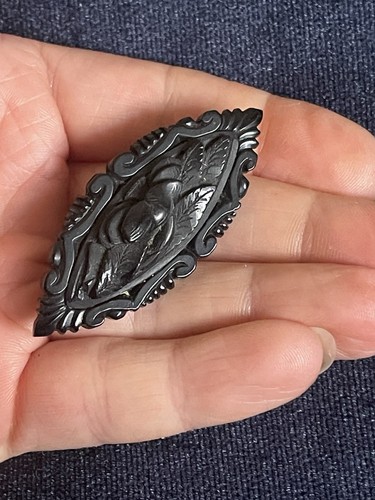 Whitby jet brooch - whitby,