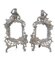 Pair Of ART NOUVEAU BEATRICE Woman & Cherab Cast Metal PICTURE FRAMES 34cm - S34