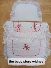 Babys  Girls  Quilt Pram Set  pushchair stroller carrycot  Colour White /  Red