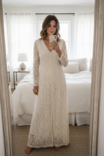 Zara Ecru Long Lace Dress With