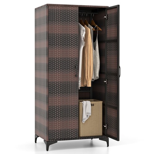 Costway wicker wardrobe - wicker, pe