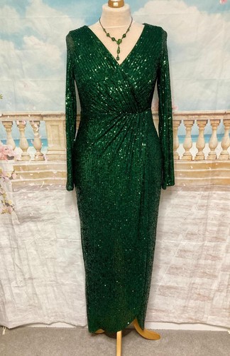 Evening dress green sequin - dress, 14