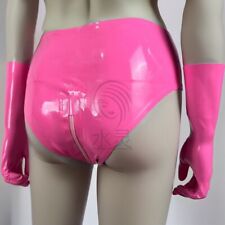 Sexy Womens Latex Rubber Panties Shorts w/ crotch zipper Underwear Handmade UK
