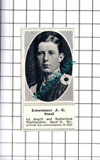 Lt J C Steel 1st Argyll and Sutherland Highlanders WW1 - 1915 SMALL Cutting