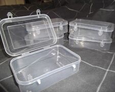 * 10 SET SMALL mini CLEAR Plastic storage BOXES containers hinge clip Lid * 