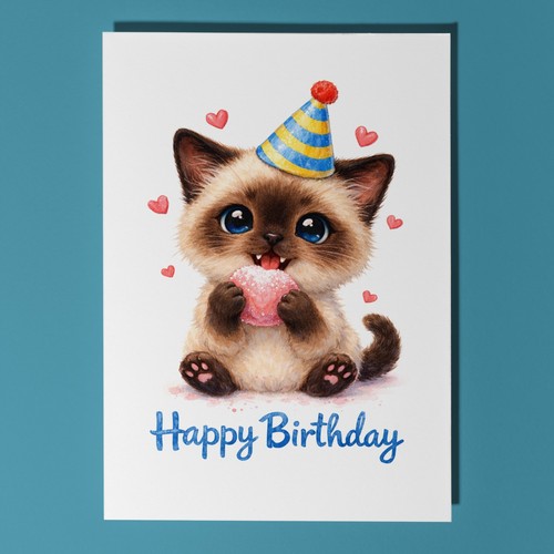 Siamese cat birthday - siamese,