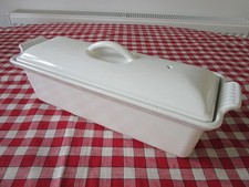 VINTAGE Le CREUSET WHITE ENAMEL  PATE MEATLOAF TERRINE LOAF TIN 28 cm
