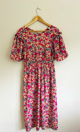 Topshop pink floral smocked - topshop,