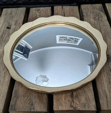 Vintage 1950’s Convex Mirror. Cream, gilt crackle finish round mirror. 34cm 