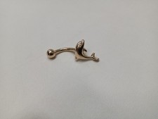 9 carat yellow gold hallmarked Dolphin design belly button bar, weighing 1.4gms.
