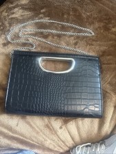 Black Faux Croc Leather Cross