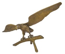 LARGE BRASS EAGLE STATUE BIRD OF PREY / FALCONRY STATUE