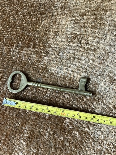 Vintage brass key bottle - key,