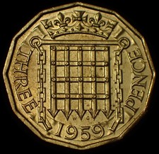 UK Three 3 Pence 1959