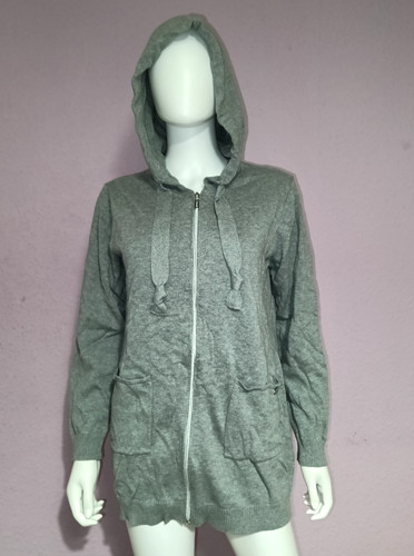 Hoodie grey knit longline - hoodie,