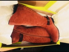 Hotter Nordic Burgundy Knee High Zip Suede Leather Boots size 6/39