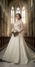 Elegant Maggie Sottero Couture Bridal Ball Gown w/ Chapel Train Size 6 UK