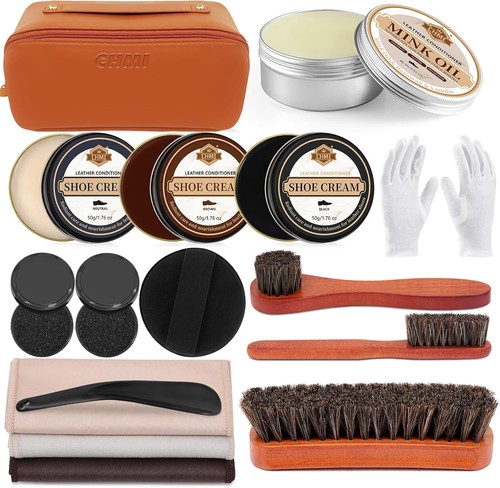 Leather shoe polish kit black - kit,