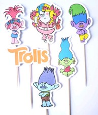 Trolls cupcake toppers X6
