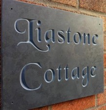 large engraved  v carved slate