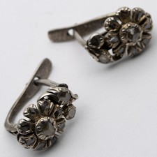 Antique Georgian Victorian Diamond Flower Earrings