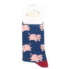 MR HERON Pig Socks Blue Mens