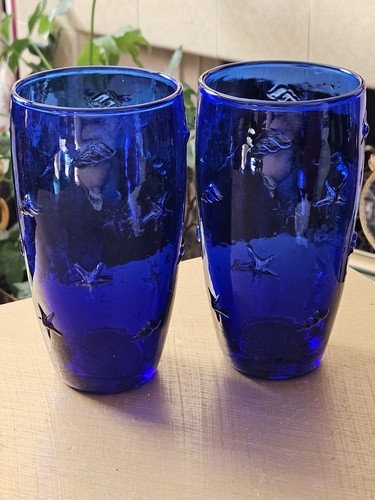 blue drinking glasses