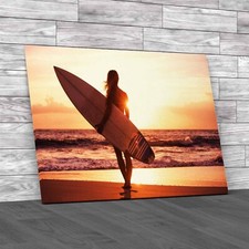 Surfer Girl Silhouette At