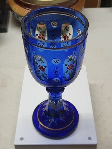 Bohemian cobalt blue cut glass - blue,
