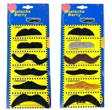 Fake Moustaches Tash Mustache Stag Hen Party Pack Black Stick On Fancy Dress UK