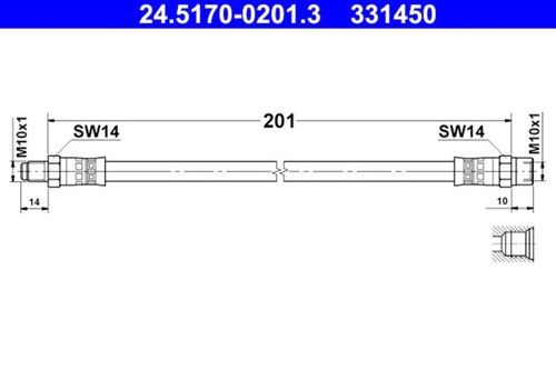 Brake hose ate - brake, fits