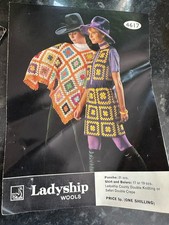 Granny Square Crochet Poncho Skirt and Bolero Original Vintage Pattern 32-34ins