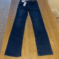 New M&S Sculpt & Lift Blue Stretch Jeans Straight Size 10 Leg 32.5” Mid Rise 