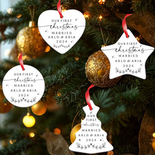 Personalised Our First Christmas Married Bauble Keepsake 1st Christmas Couple