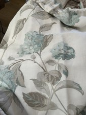 FABULOUS BESPOKE LAURA ASHLEY LINEN HYDRANGEA DUCK EGG CURTAINS/ TIEBACKS