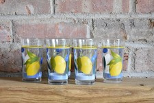 Vintage Retro Drinking Glasses Set of 6 Lemon Design Covetro Italy Summer (J)