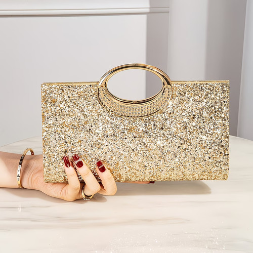 Gold glitter evening clutch - glitter,
