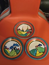 APILCO SMALL PORCELAIN PLATES 16 cm WIDE SET OF 3 FRENCH CLARICE CLIFF 🇬🇧