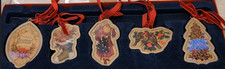 5 antique-style Christmas wooden hanging ornaments marks and spencer