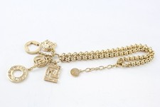 Versace Necklace Gold Tone Multi Charm Sigend Branded